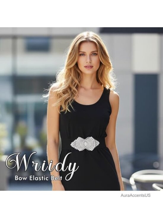 Stretch Rhinestone Flower Wide Waist Belt for Dresses main image 5